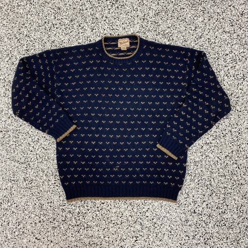 Vintage Woolrich Navy Wool Knit Birdseye Crewneck Sweater Gr. XL Fisherman - Bild 1 von 5