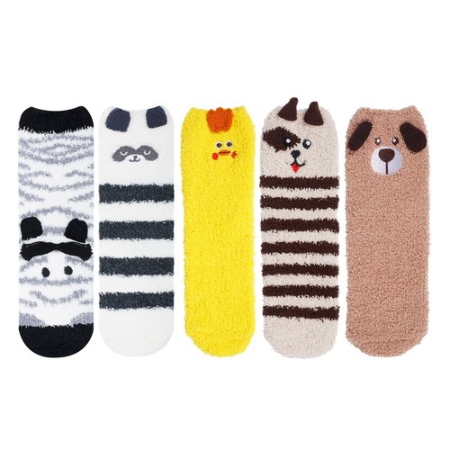 Colorful Indoors Animal Slipper Fuzzy Socks for Women Girls Warm Cozy Winter - Picture 2 of 5