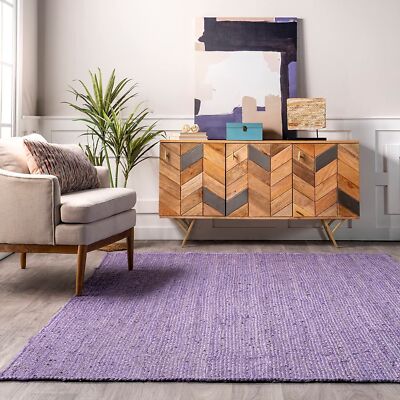 Teppich Carpet Lila Farbe Geflochten Rechteck Läufer Landhaus Vorleger Wohnzi...