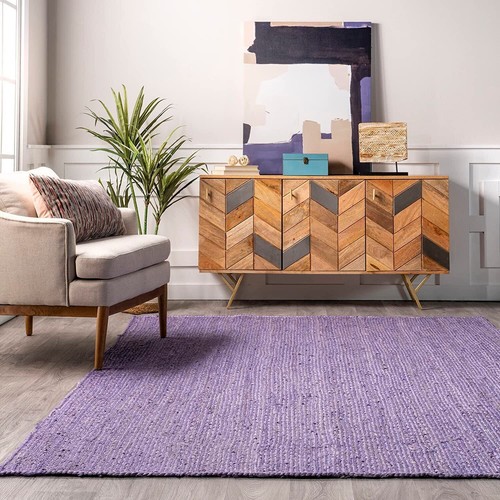 Rug Carpet Purple Color Braided Rectangle Runners Farmhouse Area Rug Living Room - Picture 7 of 8