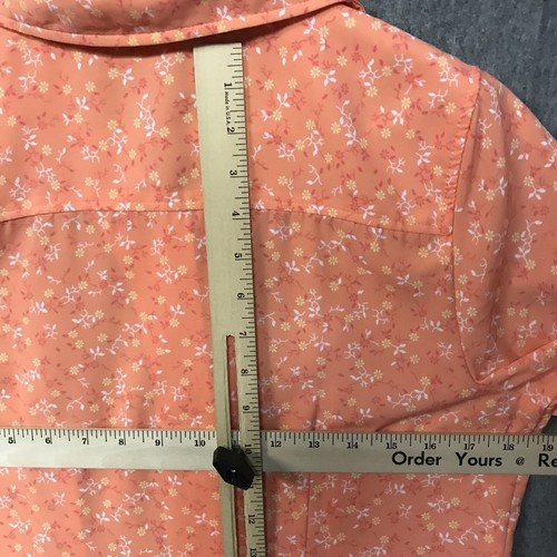Laura Scott Shirt Womens Medium Petite Blouse Top Button Floral Shirt Sleeve - Picture 10 of 14
