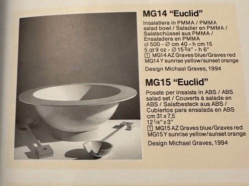 Alessi Michael Graves Euclid Schüssel Obstschale + Besteck,Memphis-Stil 1980er - Bild 6 von 8