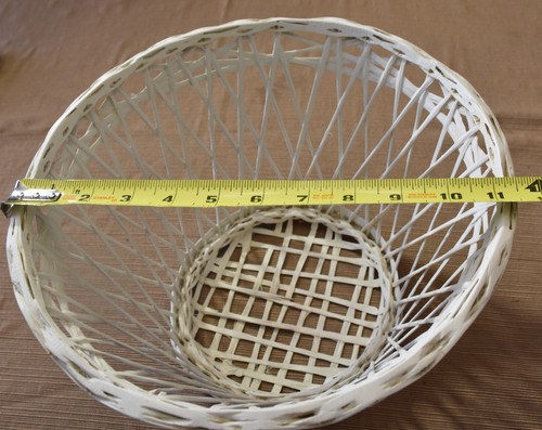 Lg White Rattan Wicker Woven Basket Display Favorite Plant/Floral 7"T 11"Dia - Picture 7 of 8