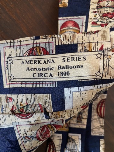 "Corbata Tango Max Raab Serie Americana Globos Aerostáticos Seda EE. UU. 4""x 59" - Imagen 2 de 5