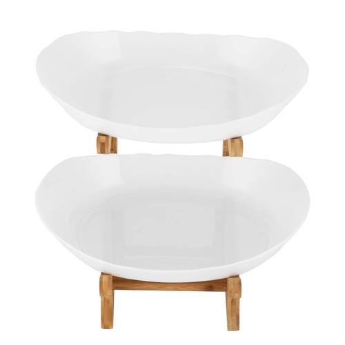 Frutero de 2 pisos soporte para cesta de frutas bandeja para servir frutas soporte para tartas - Imagen 16 de 18