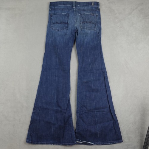 7 for all Mankind Jeans Womens 27 Blue Denim Flared Mid Rise - Picture 13 of 17