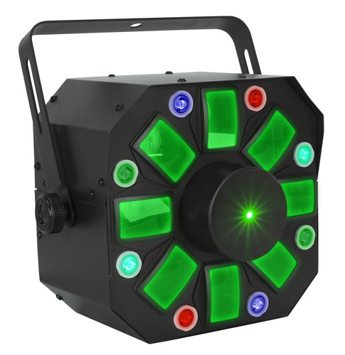 2 Eliminator Furious Three RG DMX Moonflower/Wash/Laser Effect Lights+LED Fogger - Picture 4 of 12