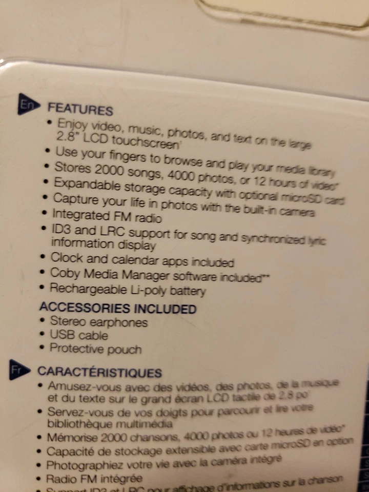 NUEVO COBY MP828 2.8" PANTALLA TÁCTIL 4GB REPRODUCTOR DE VIDEO MP3 ALTAVOZ CÁMARA ENVÍO GRATUITO Foto 4 de 4