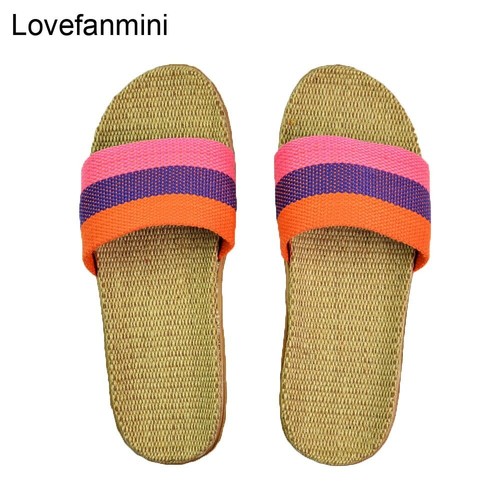 Leinen Hausschuhe Sommer Zuhause Indoor Sandalen Damen Herren Paare Flachs Freizeit Pantoletten - Bild 20 von 58