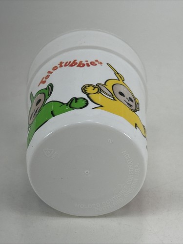 Taza de plástico vintage White Teletubbies 1998 Tinky Winky Laa Po Dipsy - Imagen 5 de 5