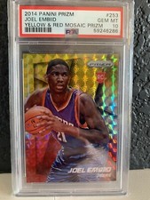 2014 Panini Prizm RC Joel Embiid Yellow Red Mosaic PSA 10 LOW POP 53