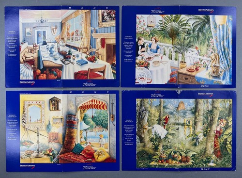 BRITISH AIRWAYS VINTAGE WORLD TRAVELLER CLASS AIRLINE MENUS X 6 BA - Picture 2 of 4