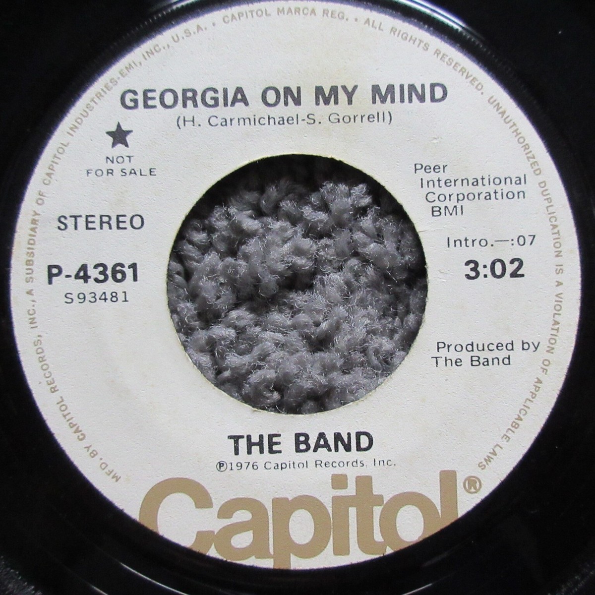 7 Band Georgia On My Mind / Night They Drove  ECR20196　CAPITOL Japan Vinyl プロモ /00080 45RPM VINYL RECORD 7
