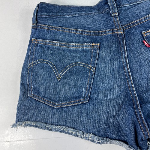 Levi's Jean Shorts Womens 30 501 Silverlake Blue Distressed Cut Off Cotton Denim - Picture 13 of 23