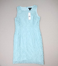 Ralph Lauren Dress Women's Size 12 Aqua Blue Lace Sheath Sleeveless Mini Dress