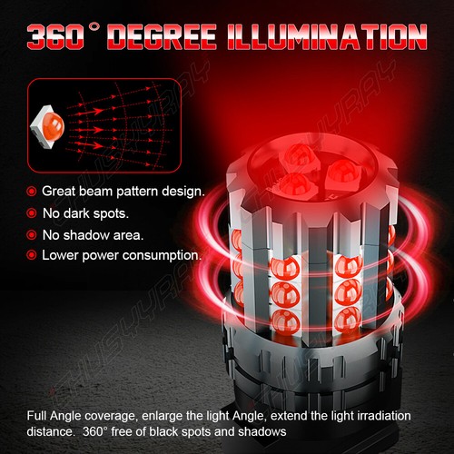 3157 3457 Red LED Brake Stop Signal Tail Light Bulbs For Ford Escape 2001-2016 - Picture 7 of 12