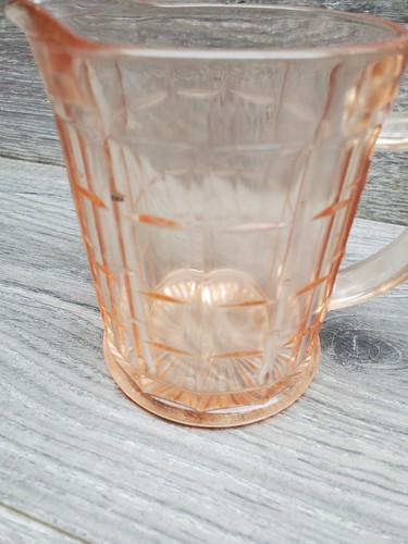 Hazel Atlas Colonial Block Pink Creamer Cream Glass Pitcher Depression - Picture 2 of 6