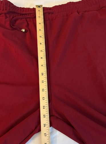 ANA & ROSE NWT Women's Size 3X Wine Red Elastic Drawstring Waist Crop Pants - Picture 9 of 10