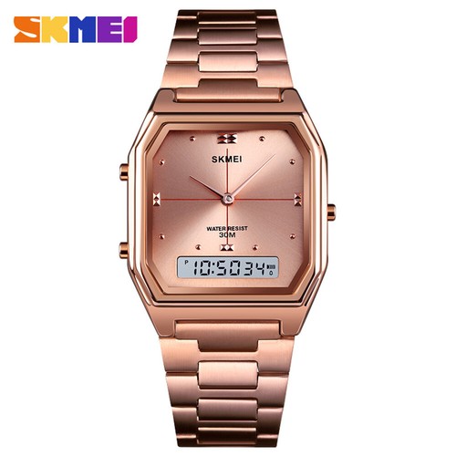 SKMEI Watch Men Steel Rectangle Thin Dial Fashion Digital Wristwatch Male Watch - Picture 21 of 28