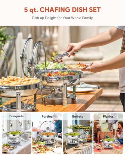 5/6QT Chafing Dish Buffet Set Stainless Steel Food Warmer for Parties - Picture 3 of 15