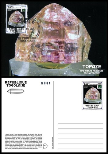Minerals Maximum Cards Stamps First Day Cancellation Togo Numbered Topaz - Picture 8 of 9