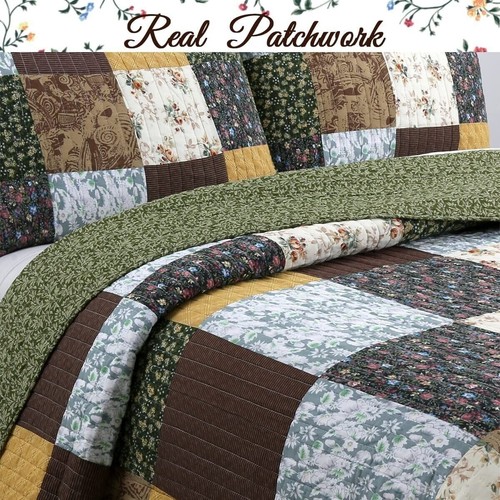 Queen Size Bedding Quilt Set Modern Farmhouse Country Patchwork Cabin Lodge 3Pc - Picture 6 of 24