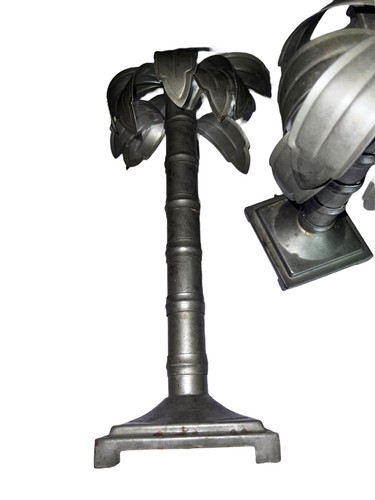 Vintage Set Privet House Galvanized KEY WEST PALM TREE Candle Stick - Picture 4 of 6