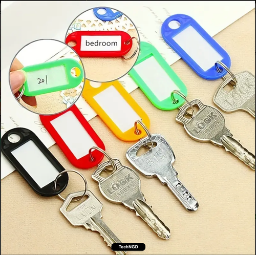 Key Tags Fobs Plastic Luggage ID Key rings with Labels 10 Colors Random Mixed - Picture 4 of 46