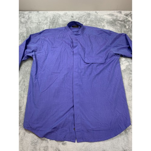Bachrach Men's Button-Down Shirt Large 100% Cotton Purple Long Sleeve - Picture 5 of 9
