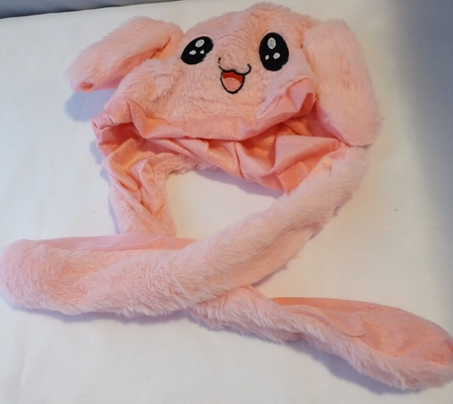 Plüsch rosa Kaninchen Mütze süß Ohr beweglich springend lustig Häschen Mädchen flauschige Mütze - Bild 4 von 8
