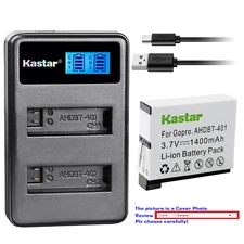 Kastar Battery LCD Dual Charger for AHDBT-401 GoPro HERO4 Silver Action Camera