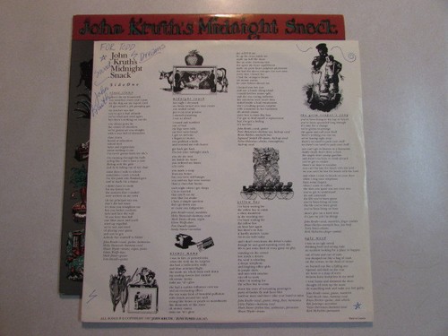 JOHN KRUTH'S MIDNIGHT SNACK 1987 CANADA PRESS LP HW-06 AUTOGRAPHED INNER SLEEVE - Imagen 4 de 10