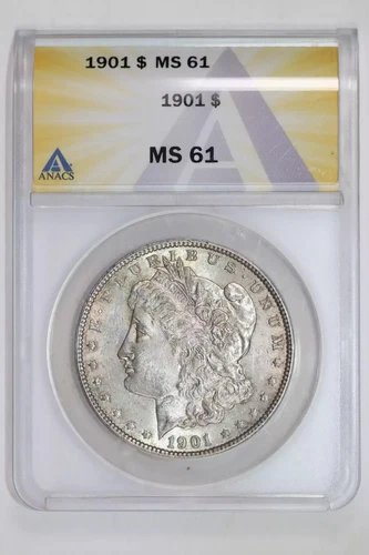 1901 MORGAN DOLLAR ANACS MS61