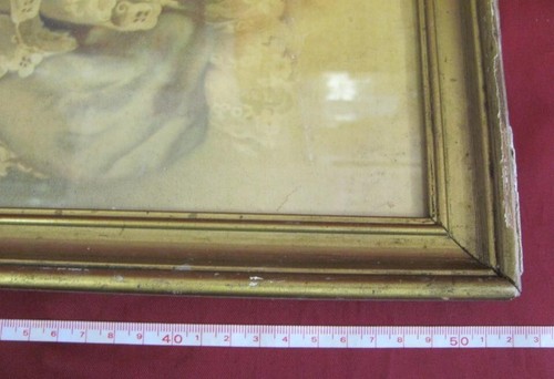 19C. ANTIQUE CHROMOLOTHOGRAPHY LITHO PRINT GLAZED w/ORIGINAL WOODEN FRAME - Picture 6 of 8