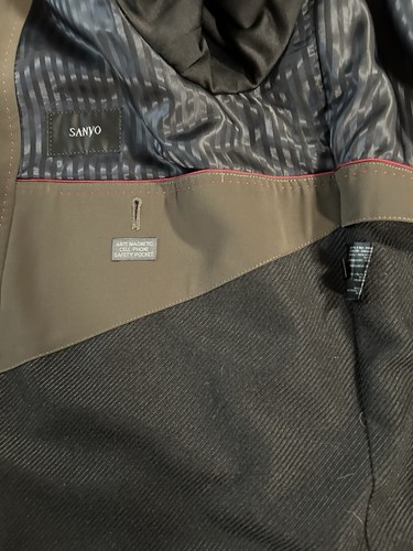 SANYO Dark Khaki Green Overcoat - Hood in Collar - Size Large - Picture 13 of 16