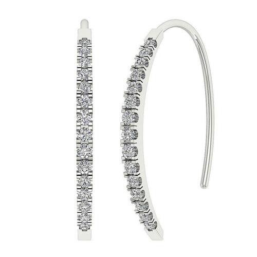 Open Hoops Earrings SI1 G 0.40 Carat Natural Diamond 14K Gold Appraisal 1.65MM - Picture 3 of 12