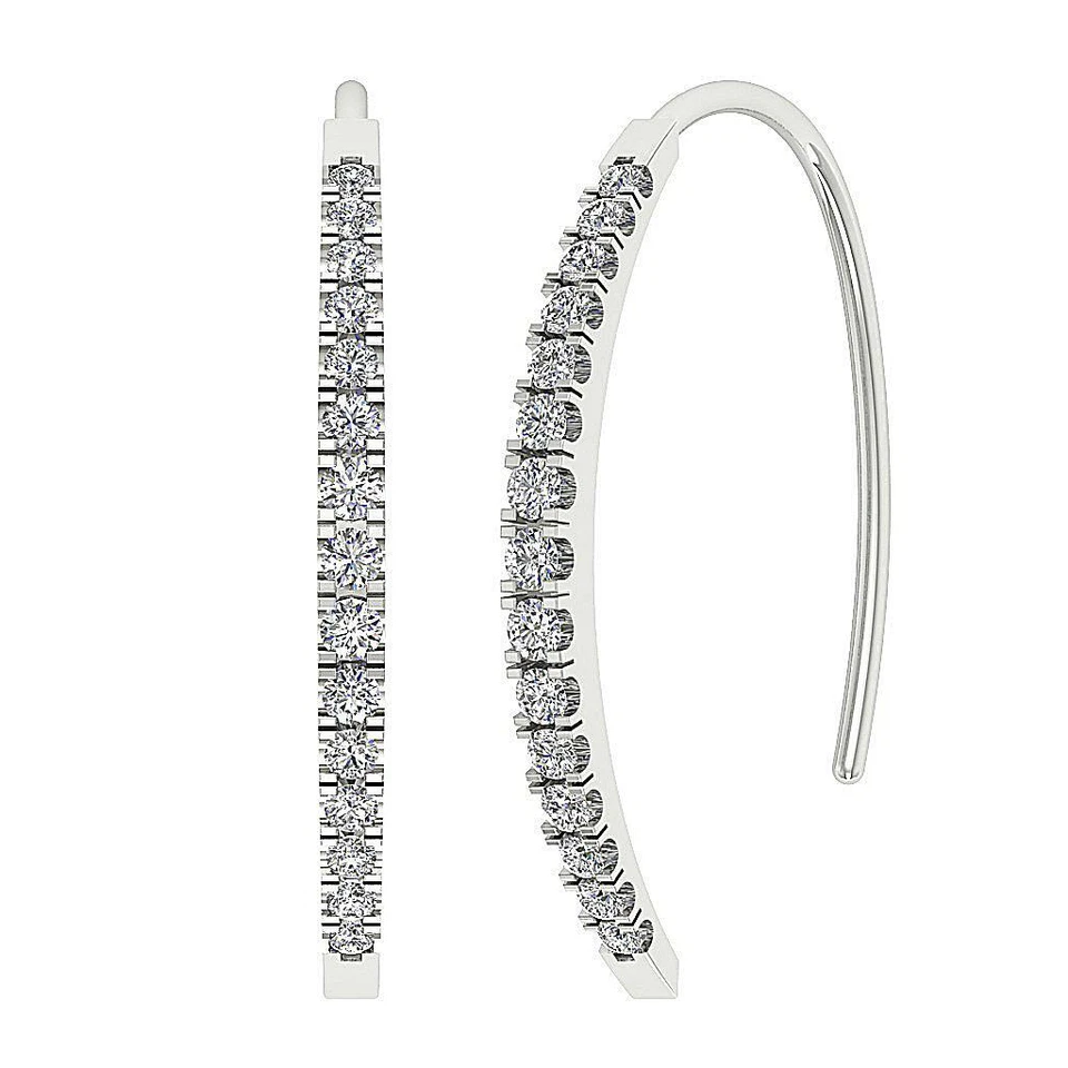 Open Hoops Earrings SI1 G 0.40 Carat Natural Diamond 14K Gold Appraisal 1.65MM - Image 3 of 4