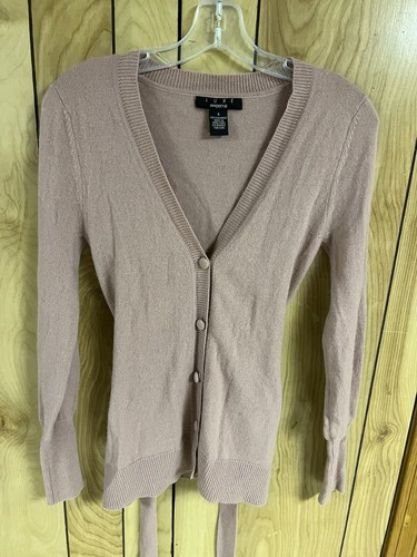 NWOT Luxe By Arden B CASHMERE Classic Cardigan Sweater With Belt Size Small - Picture 4 of 4