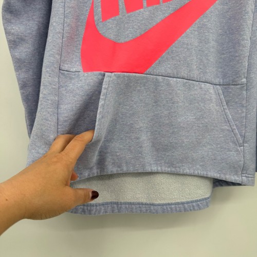 Nike Hoodie Girls Large Purple Sweatshirt Pink Logo Swoosh Pullover Fleece - Picture 4 of 12