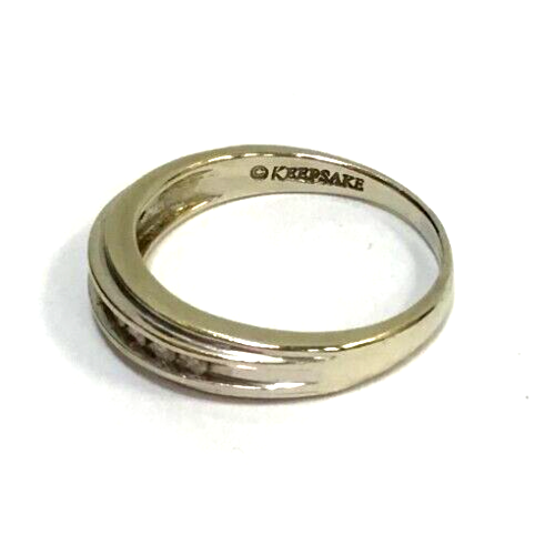 (MA3) Damen 14k Weißgold 3,4g Diamant 0,09TCW Ehering Ring - Größe 8 - Bild 3 von 5