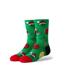 STANCE M Youth Kids 11-1  Crew Socks Xmas Ornaments Christmas Green Red