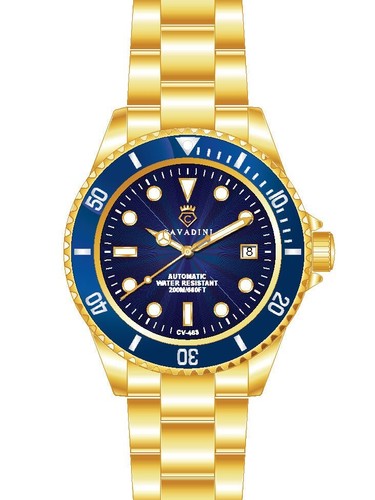 Men's Watch Automatic Stainless Steel 30 BAR XXL 45mm IPG-Plated Blue CV-463X - Picture 1 of 3