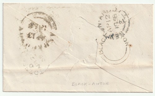 1858 DEVON TO ROBERT TUCLKER AT ASHBURTON UNDATIERT KREISFÖRMIG BLACK-AWTON - Bild 2 von 2