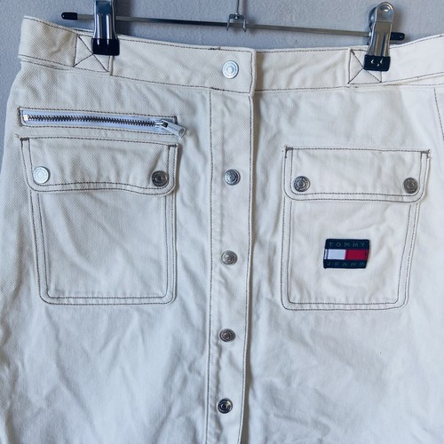 Tommy Hilfiger Womens Size W28 Mini Skirt White Denim Zip Fly - Picture 2 of 5