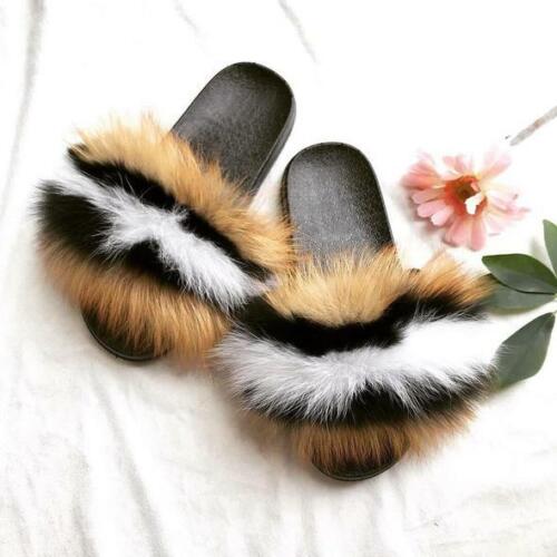 Faux Fur Slides Fuzzy Fluffy Slippers Flat Soft Sandals Open Toe - US Seller - Picture 26 of 32
