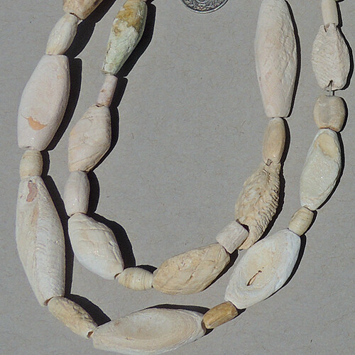 29 inch 74 cm strand ancient neolithic shell beads mali niger sub sahara #132