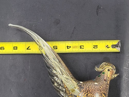¿Murano italiano de colección? Estatua de pájaro faisán de vidrio artístico hoja de oro con joyas 10,5" - Imagen 18 de 19