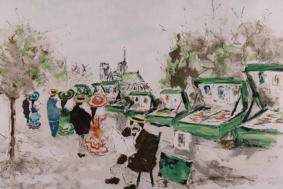 Litografía Francesa "Banco Izquierdo" Edición Limitada 201/395 Firmada Urbain Huchet Foto 4 de 4