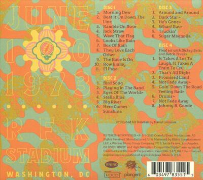 RFK Stadium. Washington. DC 6/10/73レコード RFK Stadium, Washington, D.C. 6/10/73 [8 LP] – Grateful Dead