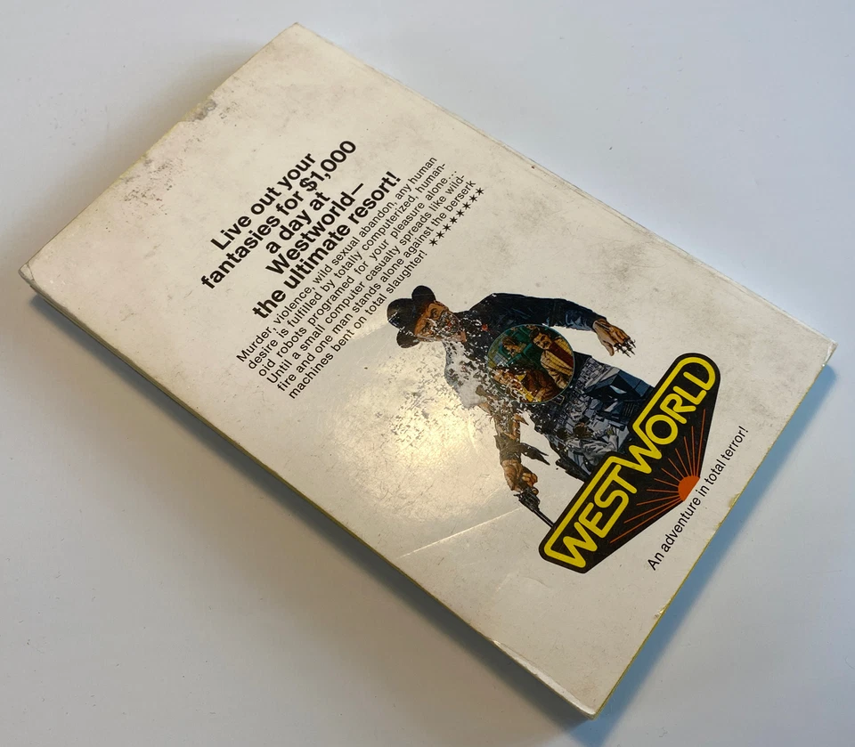 Westworld, Michael Crichton, 1974 1st Edition Movie Tie In Paperback, Rare - Image 2 of 4